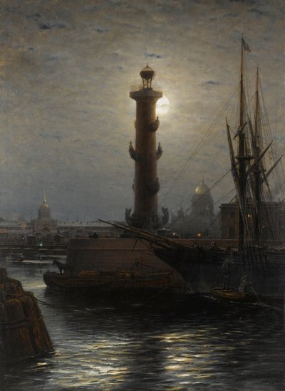 The Rostral Column near the Stock Exchange, St Petersburg by Alexey Bogolyubov